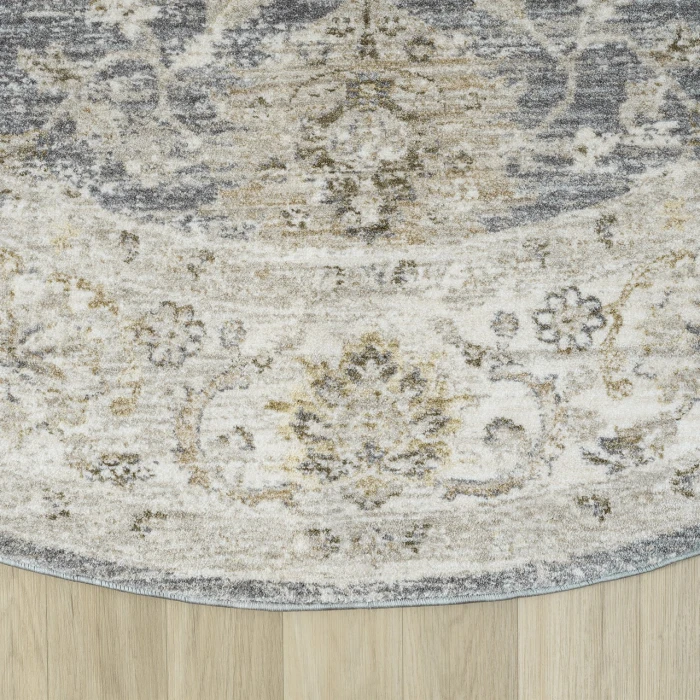 Rugs Town Blue MIRAN 6ft.6in. x 6ft.6in. Round Rug