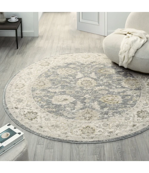 LR Home Miranda Blue MIRAN 6ft.6in. x 6ft.6in. Round Rug