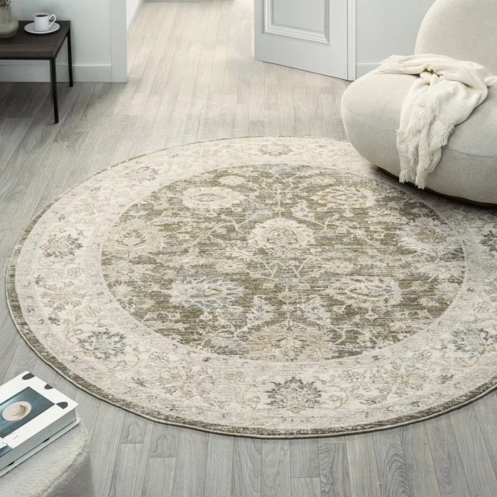 Rugs Town Green MIRAN 6ft.6in. x 6ft.6in. Round Rug