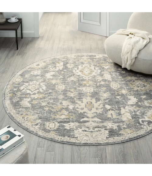 LR Home Miranda Blue MIRAN 6ft.6in. x 6ft.6in. Round Rug
