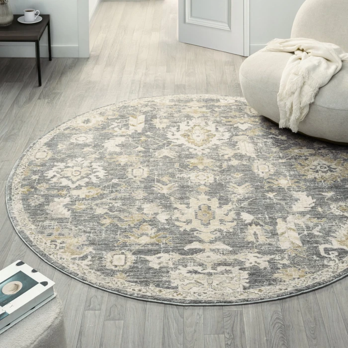 Rugs Town Blue MIRAN 6ft.6in. x 6ft.6in. Round Rug