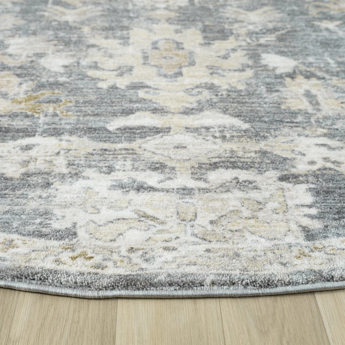 Rugs Town Blue MIRAN 6ft.6in. x 6ft.6in. Round Rug