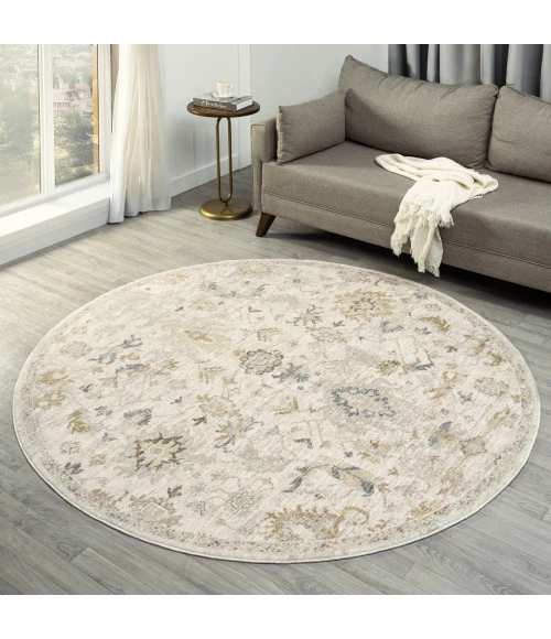 LR Home Miranda Cream MIRAN 6ft.6in. x 6ft.6in. Round Rug