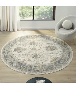 LR Home Miranda Ivory MIRAN 6ft.6in. x 6ft.6in. Round Rug
