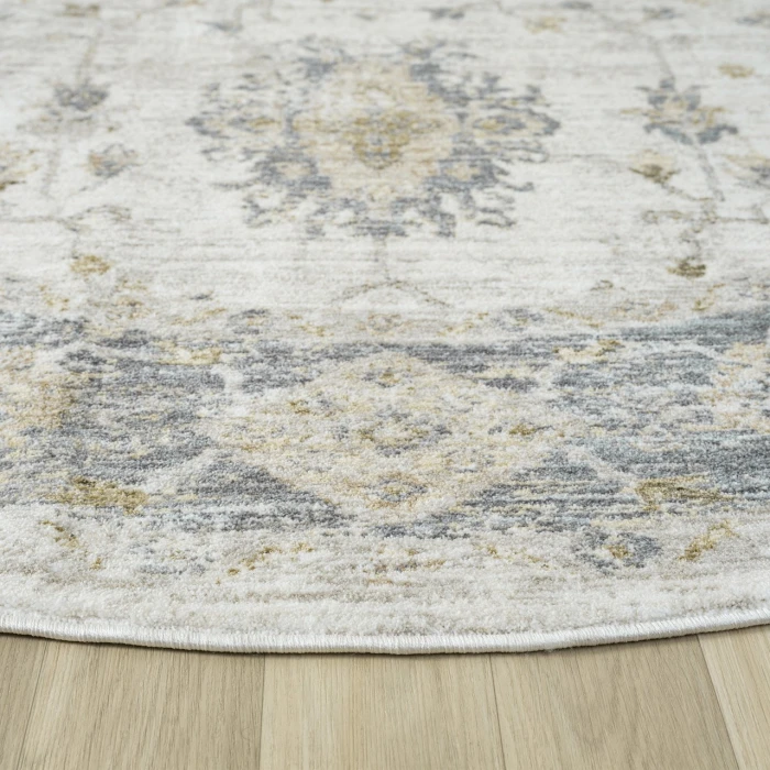 Rugs Town Ivory MIRAN 6ft.6in. x 6ft.6in. Round Rug