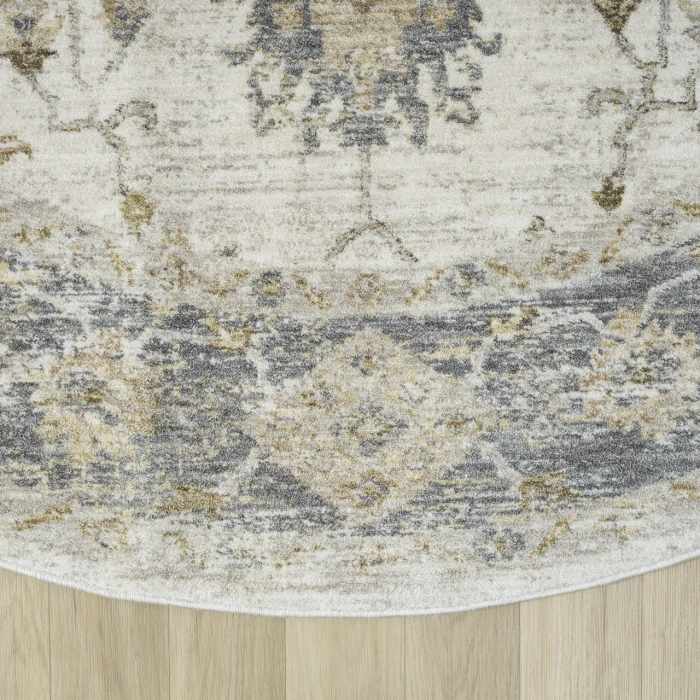 Rugs Town Ivory MIRAN 6ft.6in. x 6ft.6in. Round Rug
