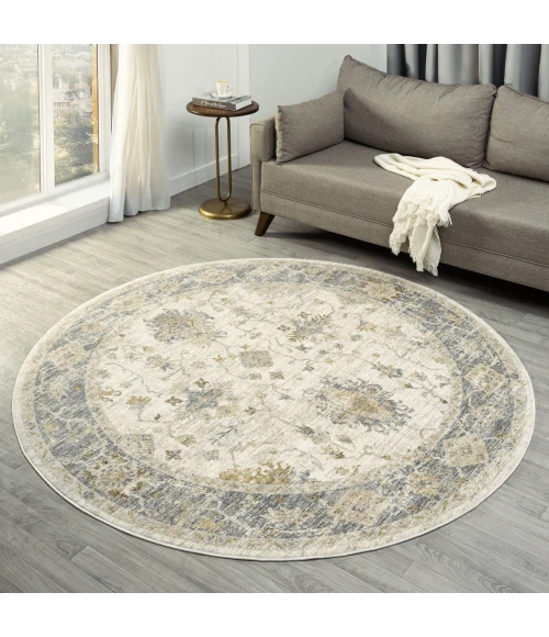 LR Home Miranda Ivory MIRAN 6ft.6in. x 6ft.6in. Round Rug