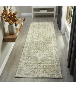 Rugs Town 83145 Green / Ivory 2ft.7in. x 7ft.10in. Rect. Rug