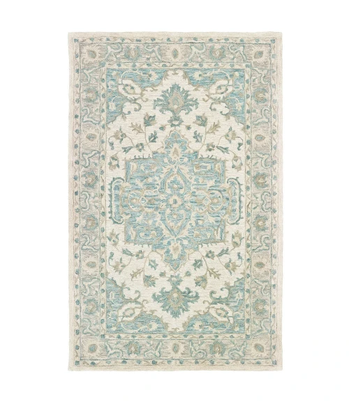 LR Home Modern Traditions 81288 Turquoise Gray 7'9" X 9'9 Rect. Rug