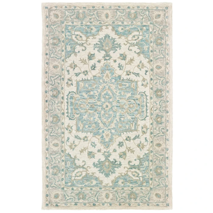 LR Home Modern Traditions 81288 Turquoise Gray 7'9" X 9'9 Rect. Rug