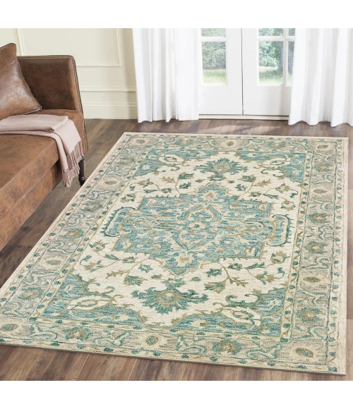 LR Home Modern Traditions 81288 Turquoise Gray 7'9" X 9'9 Rect. Rug