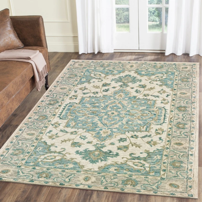 LR Home Modern Traditions 81288 Turquoise Gray 7'9" X 9'9 Rect. Rug