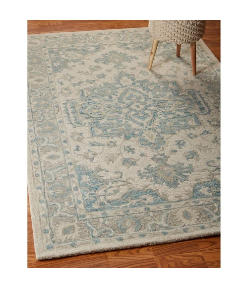 LR Home Modern Traditions 81288 Turquoise Gray 7'9" X 9'9 Rect. Rug