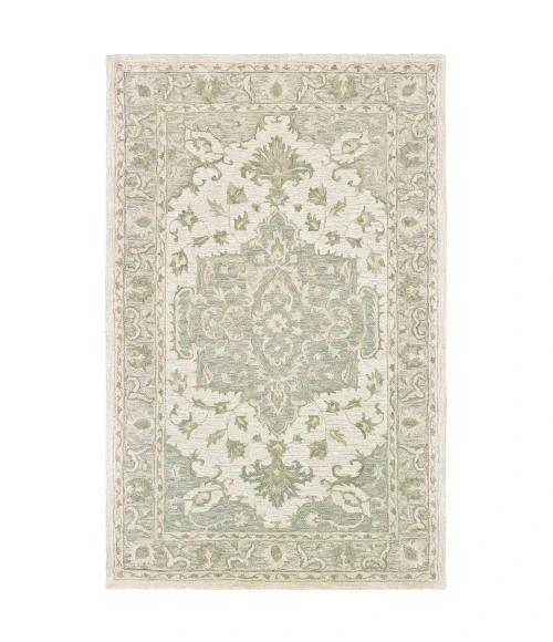 LR Home Modern Traditions 81289 Sea Green/ Gray 7'9" X 9'9 Rect. Rug