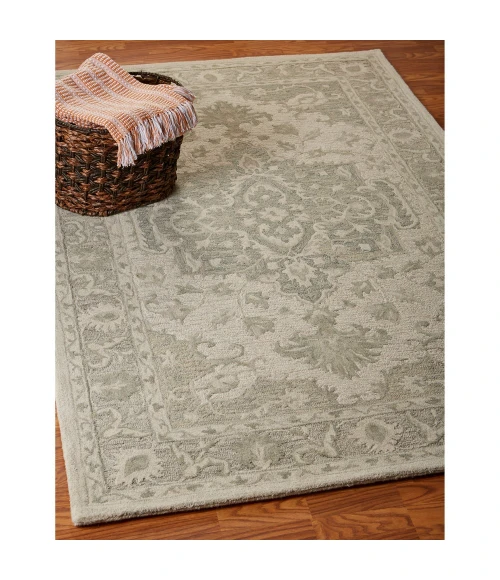 LR Home Modern Traditions 81289 Sea Green/ Gray 7'9" X 9'9 Rect. Rug