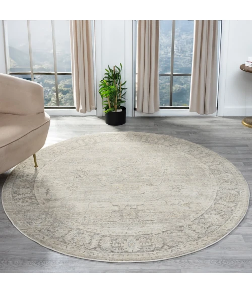 LR Home Monaco Beige MONAC 6ft. Round Rug