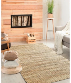 LR Home Natural Fiber Natural Jute/Rust 03305 2 ft. X 3 ft. Rect. Rug