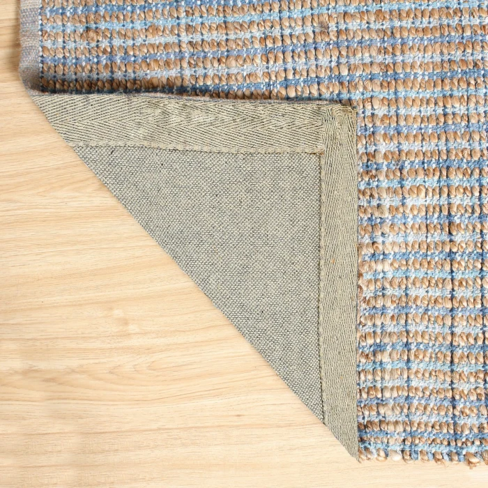 LR Home Natural Fiber Tan/Light Blue/Medium Blue 03305 5 ft. X 7 ft. 9 in. Rect. Rug