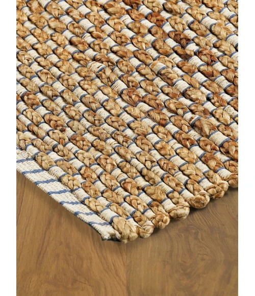 LR Home Natural Fiber Natural/Indigo 03311 7 ft. 9 in. X 9 ft. 9 in. Rect. Rug