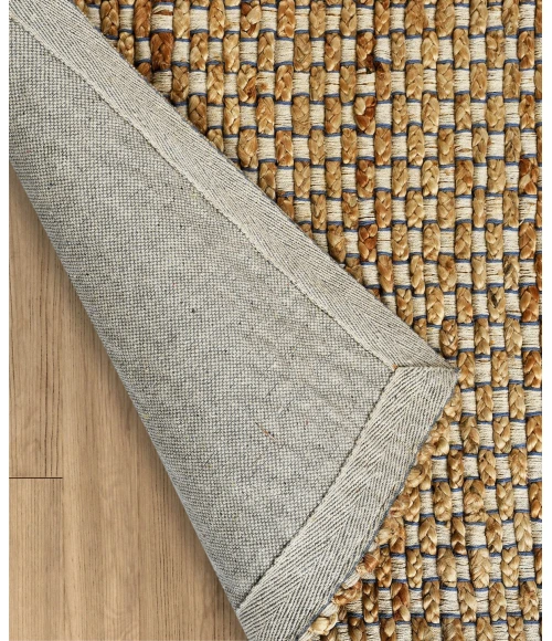 LR Home Natural Fiber Natural/Indigo 03311 7 ft. 9 in. X 9 ft. 9 in. Rect. Rug
