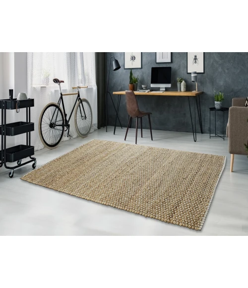 LR Home Natural Fiber Natural/Indigo 03311 7 ft. 9 in. X 9 ft. 9 in. Rect. Rug