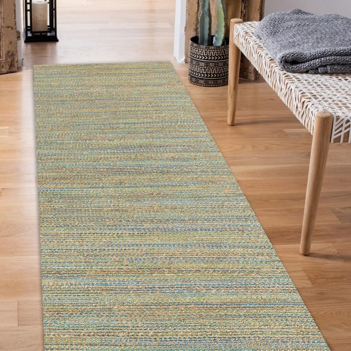 LR Home Natural Fiber Tan/Blue/Green 03313 2 ft. 6 in. X 7 ft. 9 in. Rect. Rug