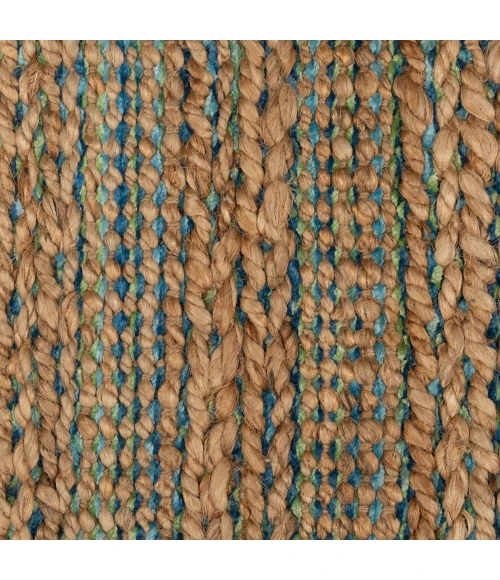 LR Home Natural Fiber Tan/Blue/Green 03313 2 ft. 6 in. X 7 ft. 9 in. Rect. Rug