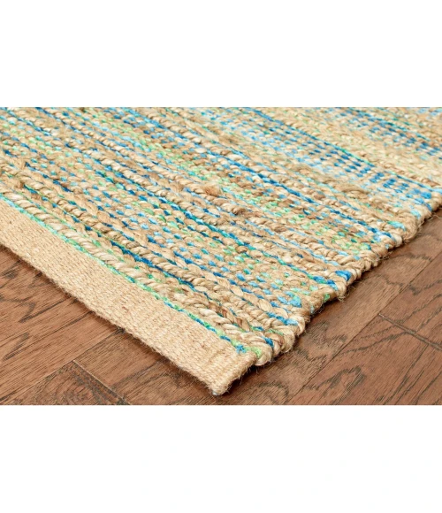 LR Home Natural Fiber Tan/Blue/Green 03313 2 ft. 6 in. X 7 ft. 9 in. Rect. Rug