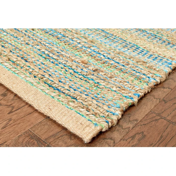 LR Home Natural Fiber Tan/Blue/Green 03313 2 ft. 6 in. X 7 ft. 9 in. Rect. Rug