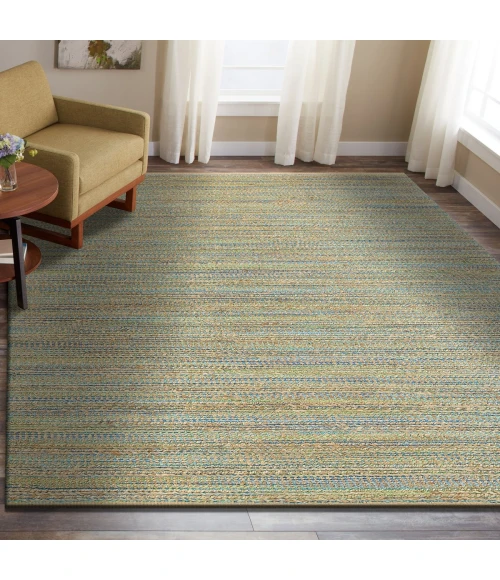 LR Home Natural Fiber Tan/Blue/Green 03313 10 ft. X 14 ft. Rect. Rug