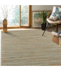 LR Home Natural Fiber Tan/Teal/Gray 03314 10 ft. X 14 ft. Rect. Rug