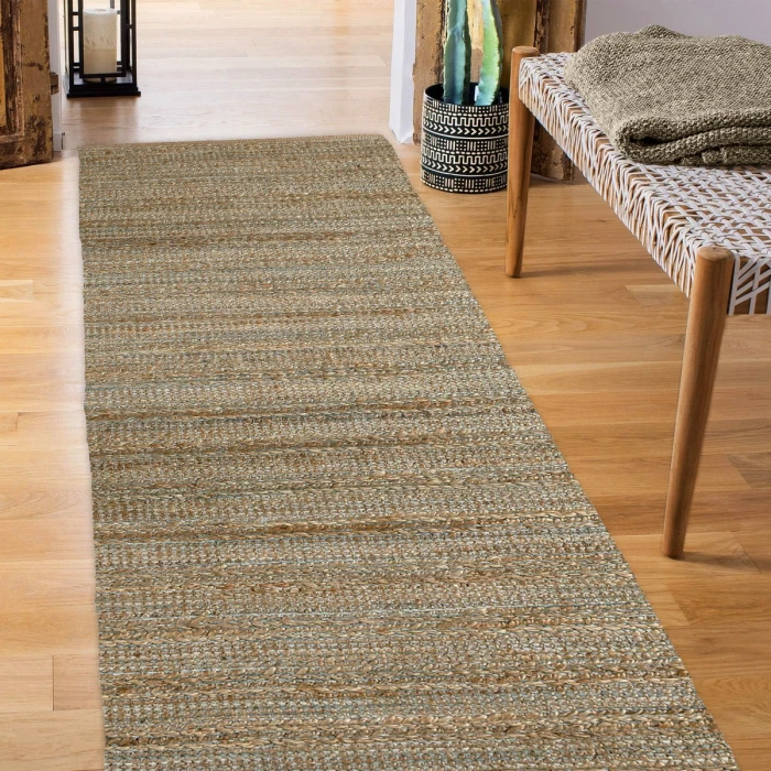 Rugs Town Fiber Tan/Teal/Gray 3314 2 ft. 6 in. X 7 ft. 9 in. Rect. Rug