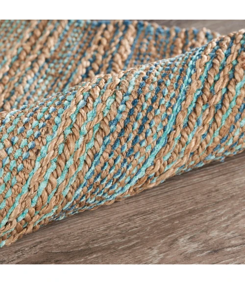 LR Home Natural Fiber Tan/Teal/Gray 03314 2 ft. 6 in. X 7 ft. 9 in. Rect. Rug