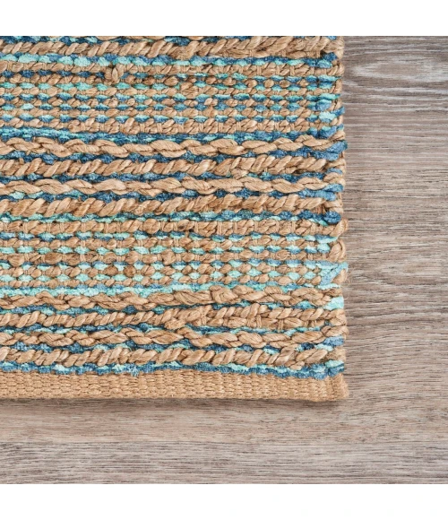 LR Home Natural Fiber Tan/Teal/Gray 03314 2 ft. 6 in. X 7 ft. 9 in. Rect. Rug
