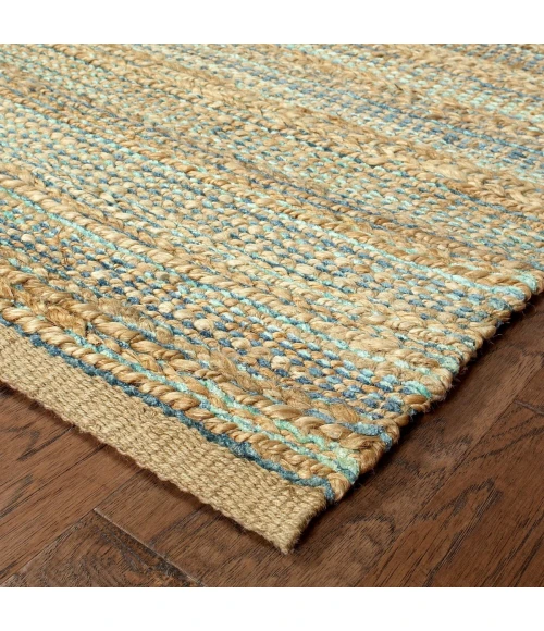 LR Home Natural Fiber Tan/Teal/Gray 03314 2 ft. 6 in. X 7 ft. 9 in. Rect. Rug