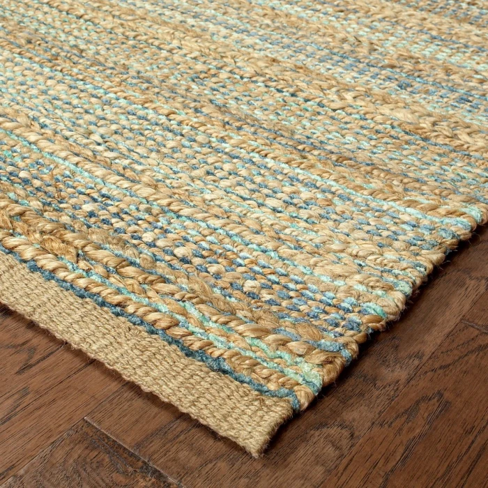 Rugs Town Fiber Tan/Teal/Gray 3314 2 ft. 6 in. X 7 ft. 9 in. Rect. Rug