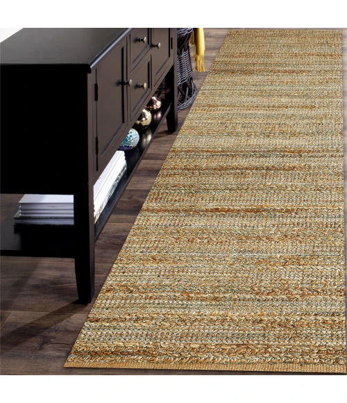 LR Home Natural Fiber Tan/Teal/Gray 03314 2 ft. 6 in. X 7 ft. 9 in. Rect. Rug