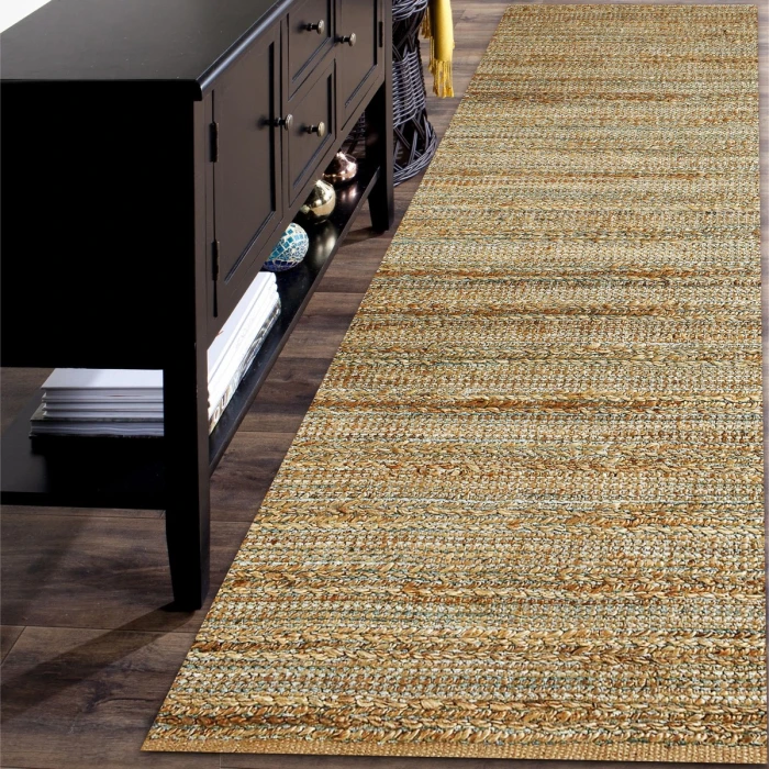 Rugs Town Fiber Tan/Teal/Gray 3314 2 ft. 6 in. X 7 ft. 9 in. Rect. Rug