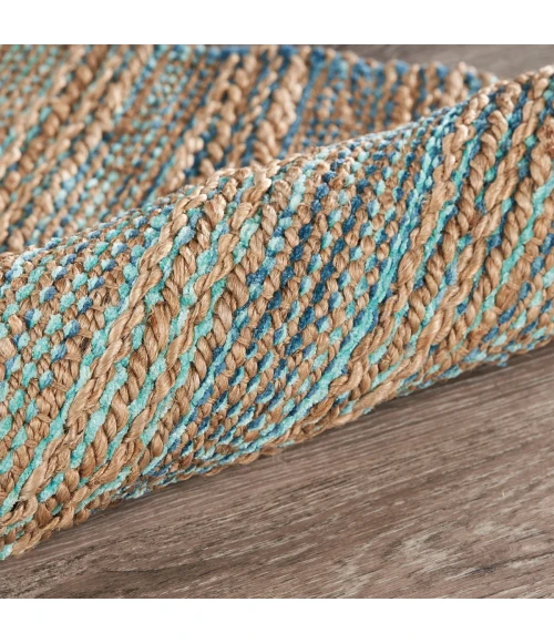 LR Home Natural Fiber Tan/Teal/Gray 03314 10 ft. X 14 ft. Rect. Rug