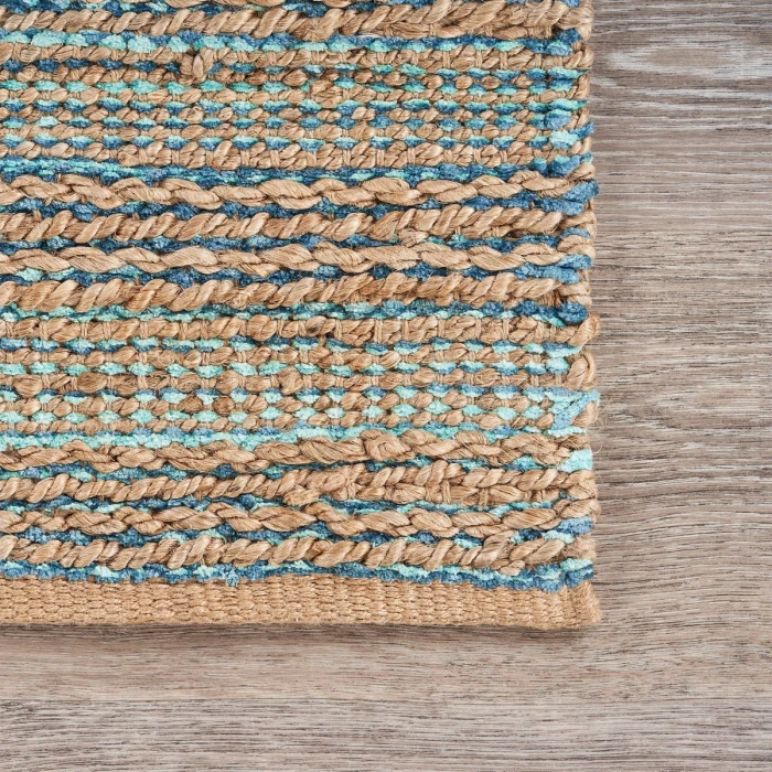 Rugs Town Fiber Tan/Teal/Gray 3314 10 ft. X 14 ft. Rect. Rug