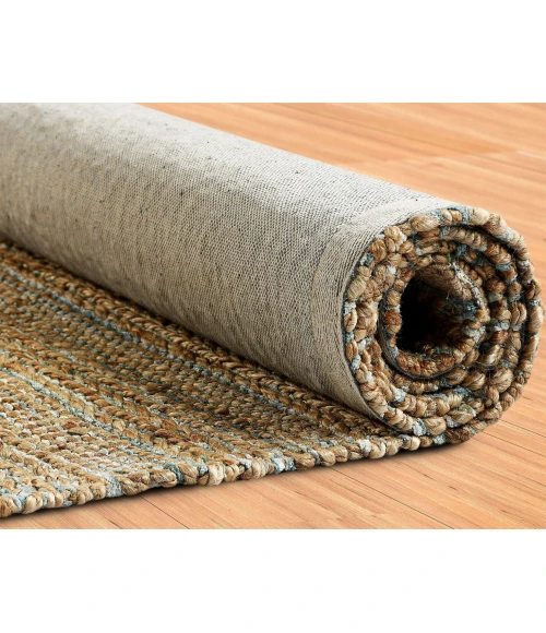 LR Home Natural Fiber Tan/Teal/Gray 03314 10 ft. X 14 ft. Rect. Rug