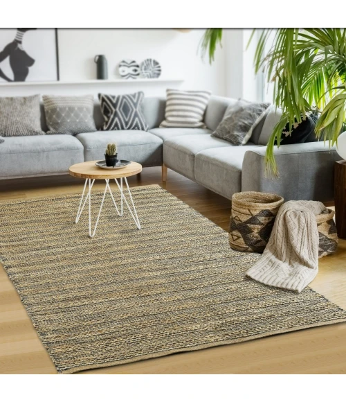 LR Home Natural Fiber Tan/Gray 03336 7 ft. 9 in. X 9 ft. 9 in. Rect. Rug