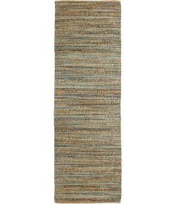 LR Home Natural Fiber Tan/Aqua Blue/Medium Blue 03337 2 ft. 6 in. X 7 ft. 9 in. Rect. Rug