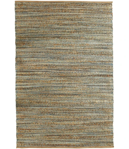 LR Home Natural Fiber Tan/Aqua Blue/Medium Blue 03337 5 ft. X 7 ft. 9 in. Rect. Rug
