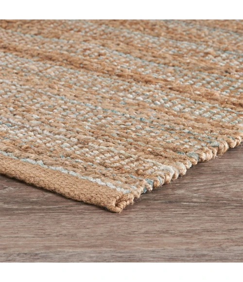 LR Home Natural Fiber Tan/Aqua Blue/Medium Blue 03337 5 ft. X 7 ft. 9 in. Rect. Rug