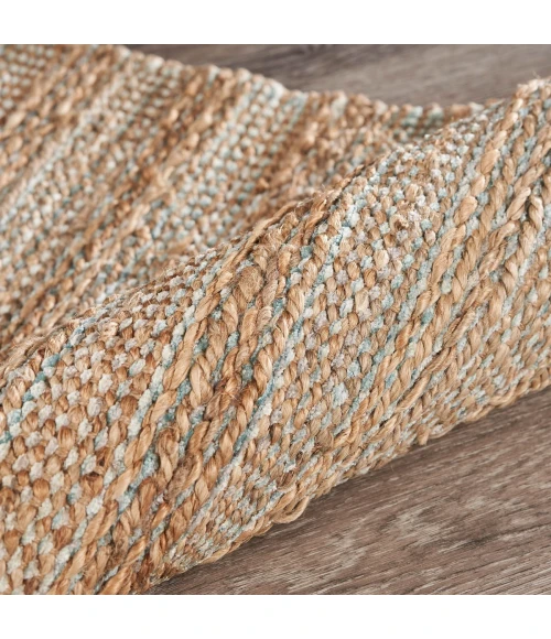 LR Home Natural Fiber Tan/Aqua Blue/Medium Blue 03337 5 ft. X 7 ft. 9 in. Rect. Rug