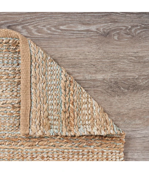 LR Home Natural Fiber Tan/Aqua Blue/Medium Blue 03337 5 ft. X 7 ft. 9 in. Rect. Rug