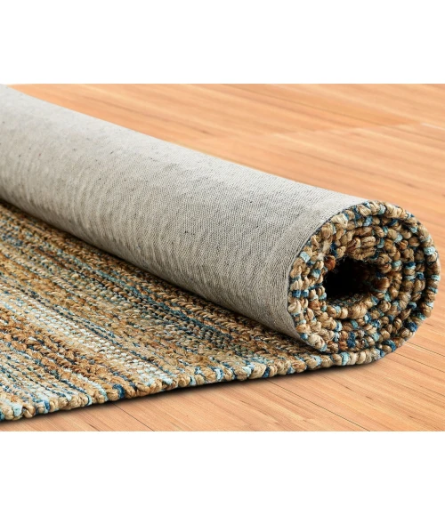 LR Home Natural Fiber Tan/Aqua Blue/Medium Blue 03337 5 ft. X 7 ft. 9 in. Rect. Rug