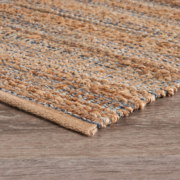 Rugs Town Fiber Natural Jute/Navy blue 3338 2 ft. 6 in. X 7 ft. 9 in. Rect. Rug