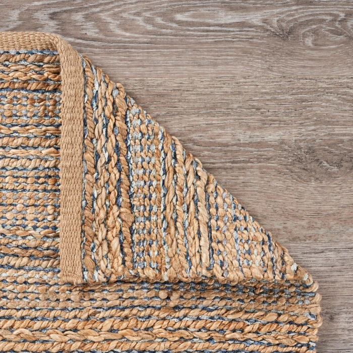 Rugs Town Fiber Natural Jute/Navy blue 3338 2 ft. 6 in. X 7 ft. 9 in. Rect. Rug